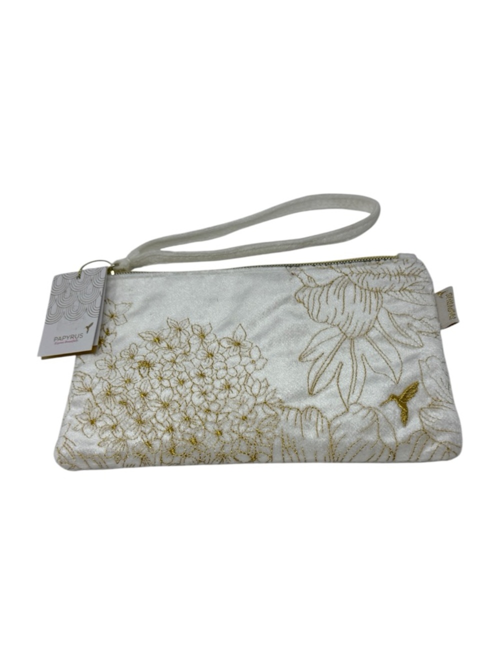 Papyrus White and Gold Floral Wristlet Clutch